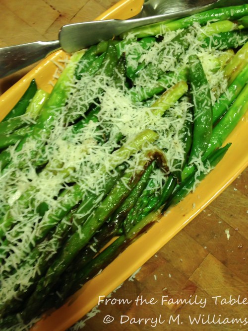 Sautéed asparagus and sugar snap peas