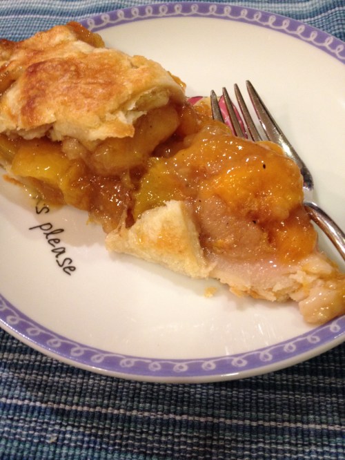 A slice of peach pie