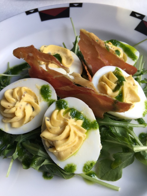 Deviled eggs with truffle oil